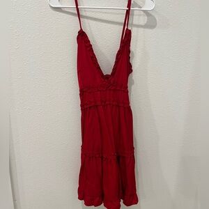 Red Sleeveless Ruffle Dress